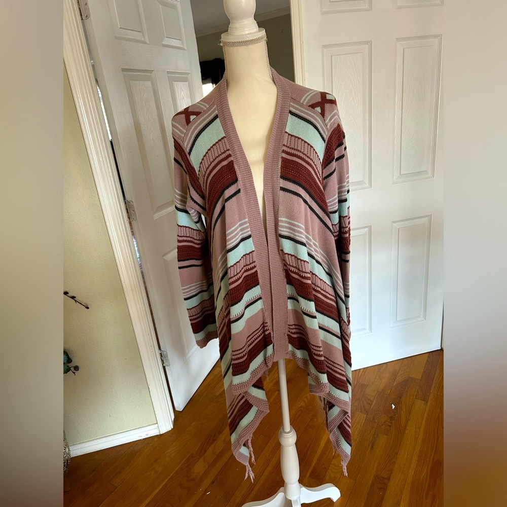 Kayden Southwest Knit w Fringe Cardigan in Women's Sz Small